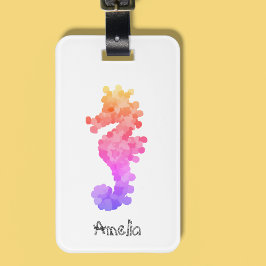 Rainbow Seahorse gepersonaliseerd Bagagelabel