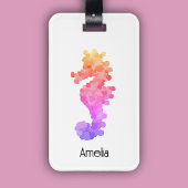 Rainbow Seahorse gepersonaliseerd Bagagelabel