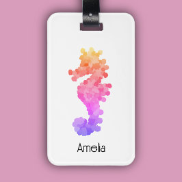 Rainbow Seahorse gepersonaliseerd Bagagelabel
