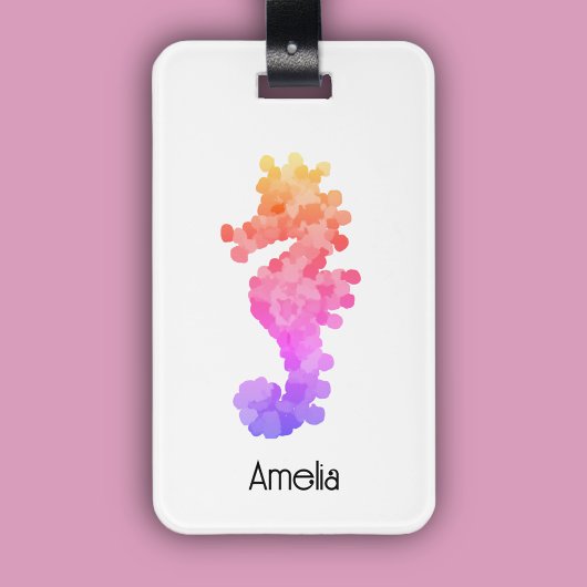 Rainbow Seahorse gepersonaliseerd Bagagelabel