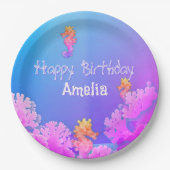 Rainbow Seahorse Gepersonaliseerde Partij Papieren Bordje (Voorkant)