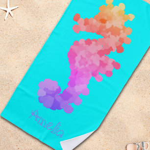 Rainbow Seahorse Gepersonaliseerde Strandlaken