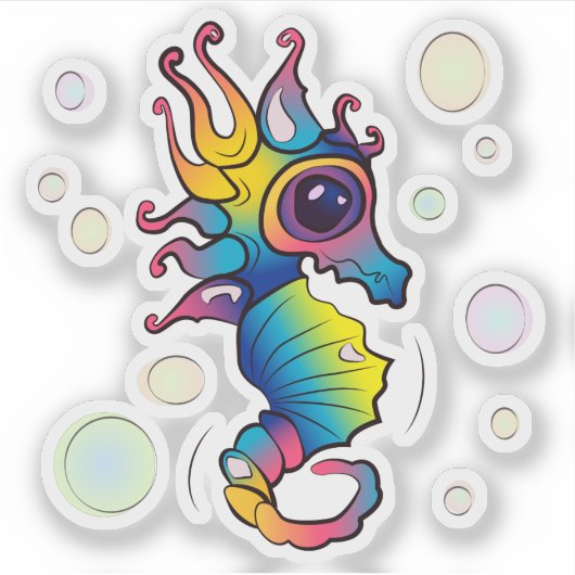 Rainbow Seahorse Sticker (Voorkant)
