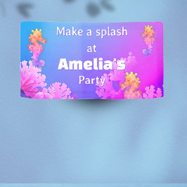 Rainbow Seahorse verjaardagsfeestje Spandoek