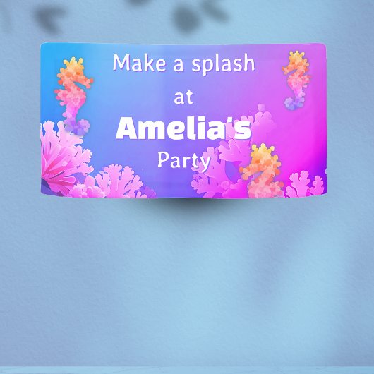 Rainbow Seahorse verjaardagsfeestje Spandoek