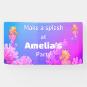 Rainbow Seahorse verjaardagsfeestje Spandoek (Horizontaal)