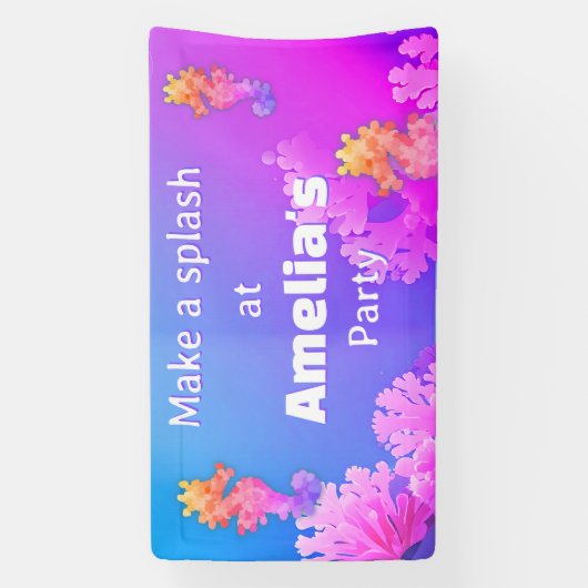 Rainbow Seahorse verjaardagsfeestje Spandoek (Verticaal)