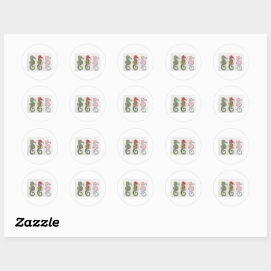RAINBOW SEAHORSES RONDE STICKER (Vel)