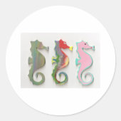 RAINBOW SEAHORSES RONDE STICKER (Voorkant)