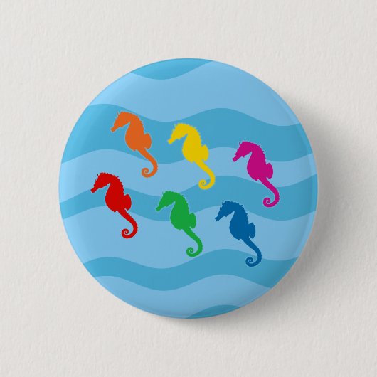 Rainbow Seapaarden Ronde Button 5,7 Cm (Voorkant)