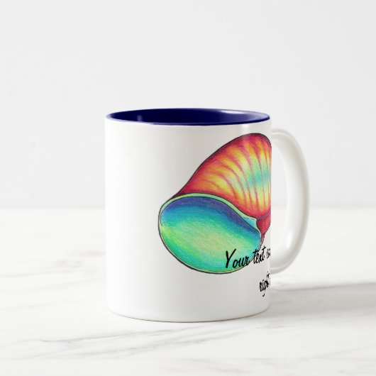 Rainbow Seashell-Mok Tweekleurige Koffiemok (Voorkant rechts)