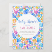 Rainbow Seashells Baby shower Invitation Kaart (Voorkant)
