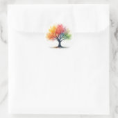 Rainbow Seasons Tree - Kleurrijke Waterverf natuur Ronde Sticker (Tas)