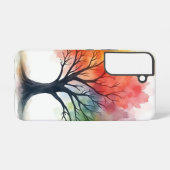 Rainbow Seasons Tree - Kleurrijke Waterverf Natuur Samsung Galaxy Hoesje (Achterkant horizontaal)