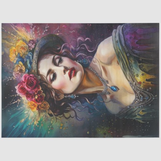 Rainbow Seductress Vrouw Decoupage Papier (Voorkant)