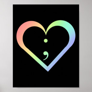 Rainbow Semicolon Heart Geestelijke Gezondheid Bew Poster