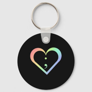 Rainbow Semicolon Heart Geestelijke Gezondheid Bew Sleutelhanger