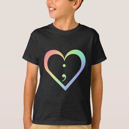 Rainbow Semicolon Heart Geestelijke Gezondheid Bew T-shirt (Voorkant)