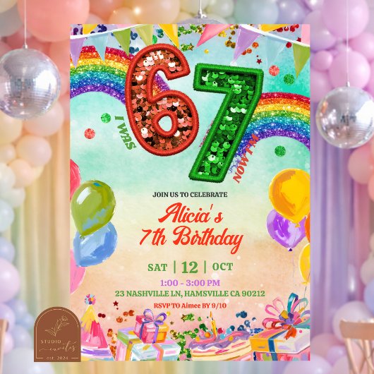 Rainbow Sequin Glitter 67 St Patrick Birthday Kaart