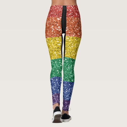 Rainbow Sequin Glitter Kijk naar Stripes Pride Leggings (Achterkant)