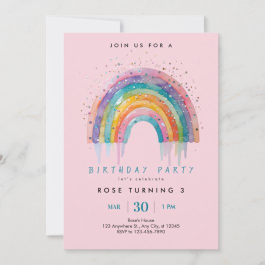 Rainbow Sequin Party Kaart (Voorkant)