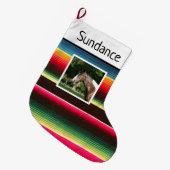 Rainbow Serape Custom Horse 1 Foto Grote Kerstsok (Voorkant (Hangend))