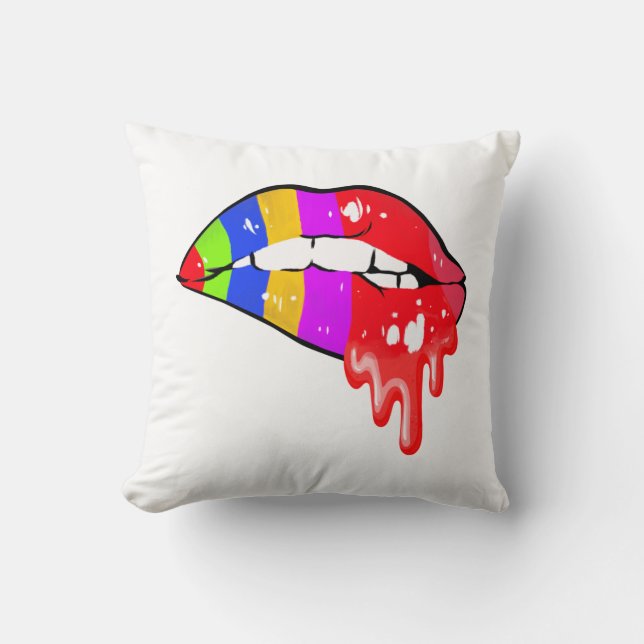 Rainbow Sexy Lips Kussen (Voorkant)