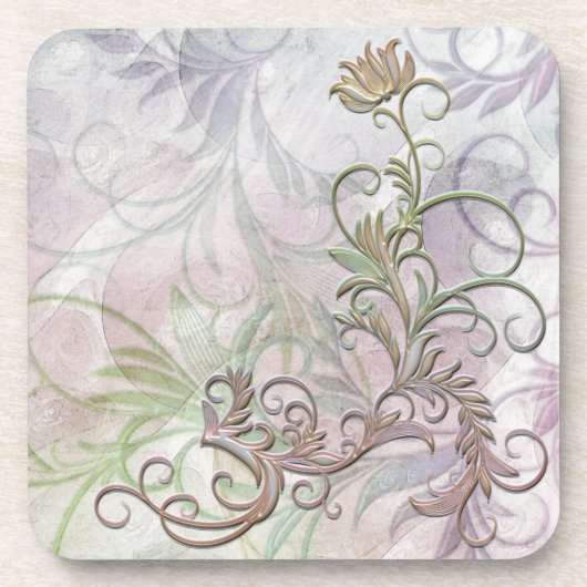 Rainbow Shaded Floral Corkback Onderzetter Sets (Voorkant)