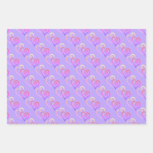 Rainbow Shades Two Linked Hearts Pattern Inpakpapier Vel (Voorkant 2)