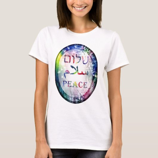 Rainbow Shalom Salaam Peace T-shirt (Voorkant)