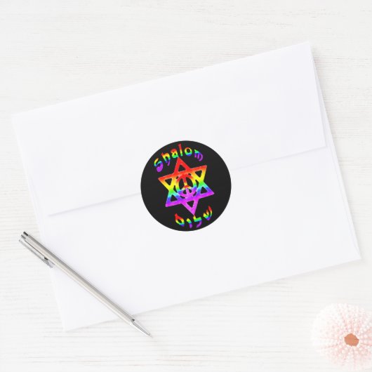 Rainbow Shalom-Stickers Ronde Sticker (Envelop)
