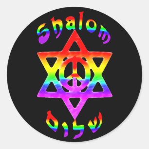 Rainbow Shalom-Stickers Ronde Sticker