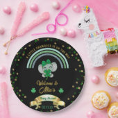 Rainbow Shamrock Elephant St Patrick Baby shower P Papieren Bordje (Feest)