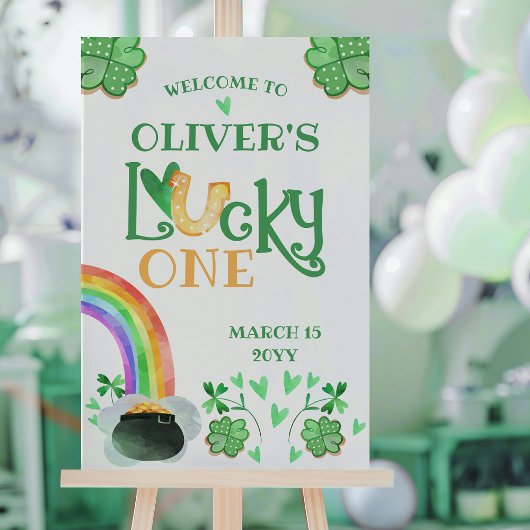 Rainbow Shamrock Lucky One eerste verjaardagsfeest Poster