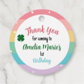 Rainbow & Shamrock Lucky One First Birthday Bedankjes Labels (Voorkant)
