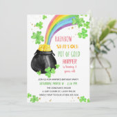 Rainbow Shamrock Pot of Gold Kids Birthday Kaart (Staand voorkant)