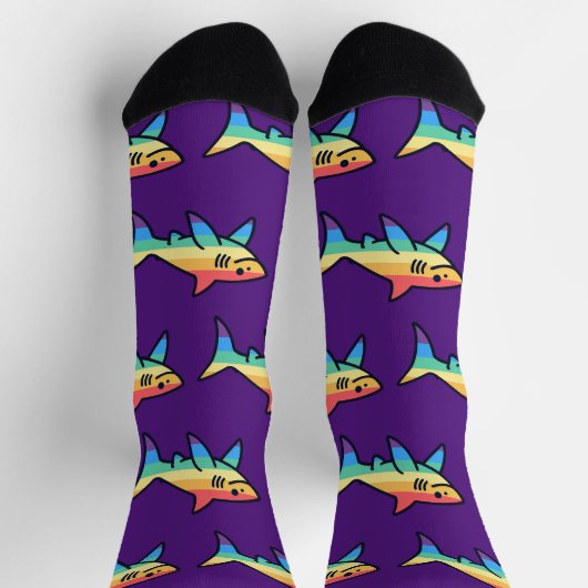 Rainbow Shark Pride - Kawaii Nautical LGBTQ+ Sokken (Top)