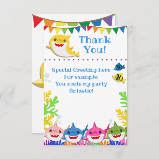Rainbow Sharks Birthday Celebration Bedankt (Voorkant / Achterkant)