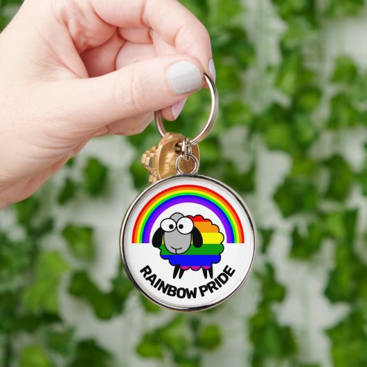 Rainbow Sheep Button Sleutelhanger (Hand)