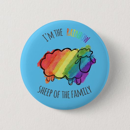 Rainbow Sheep Pin Ronde Button 5,7 Cm (Voorkant)