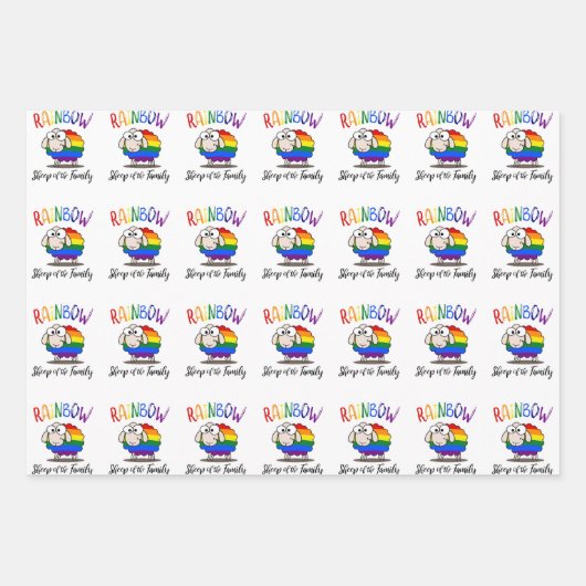 Rainbow Sheep Wrapping Paper Flat Sheet Set van 3 (Voorkant 2)