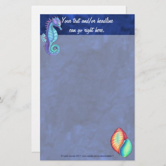 Rainbow Shell en Zee Horse Stationery Briefpapier (Voorkant / Achterkant)