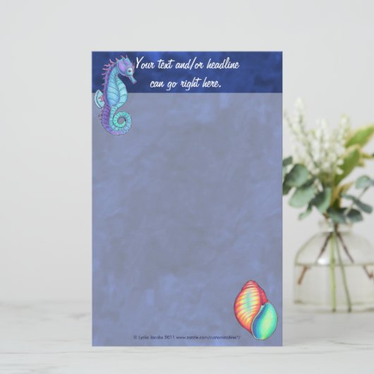 Rainbow Shell en Zee Horse Stationery Briefpapier (Staand voorkant)