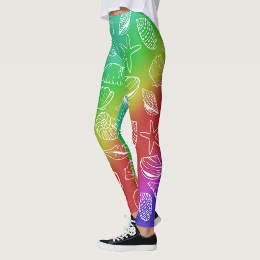 Rainbow Shellfish Patroon Leggings (Links)