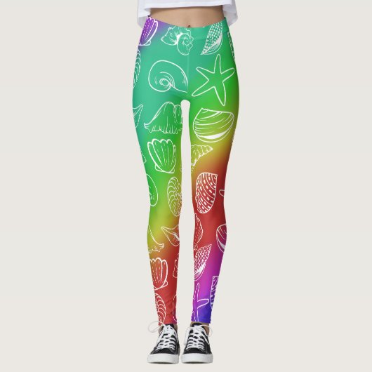 Rainbow Shellfish Patroon Leggings (Voorkant)