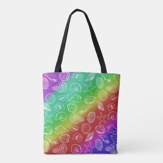 Rainbow Shellfish Pattern Add Name All Over Print Tote Bag (Achterkant)
