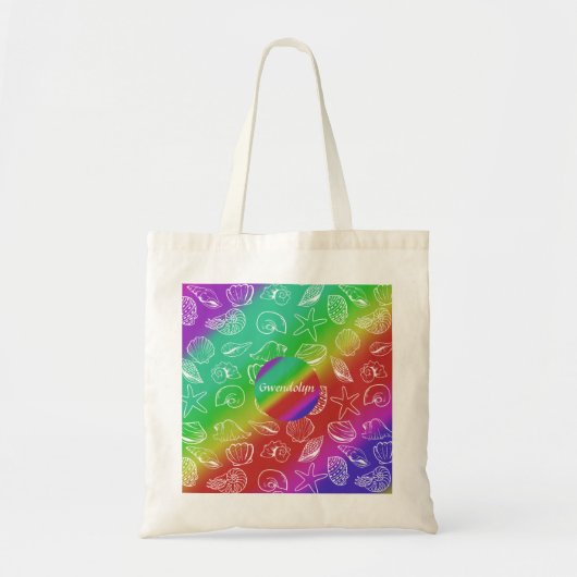Rainbow Shellfish Pattern Voeg naam toe Tote Bag (Voorkant)