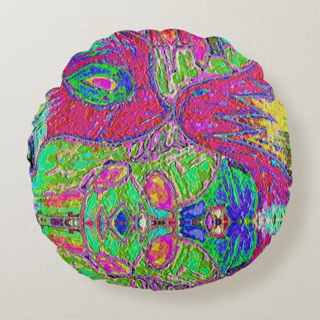 Rainbow Sherbert Rond Kussen (Voorkant)