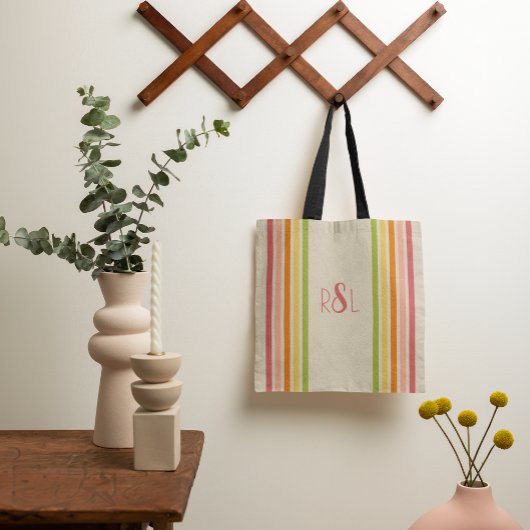 Rainbow Sherbet gestreept Tote Bag