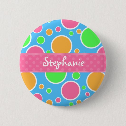 Rainbow Sherbet Polka Dots Ronde Button 5,7 Cm (Voorkant)